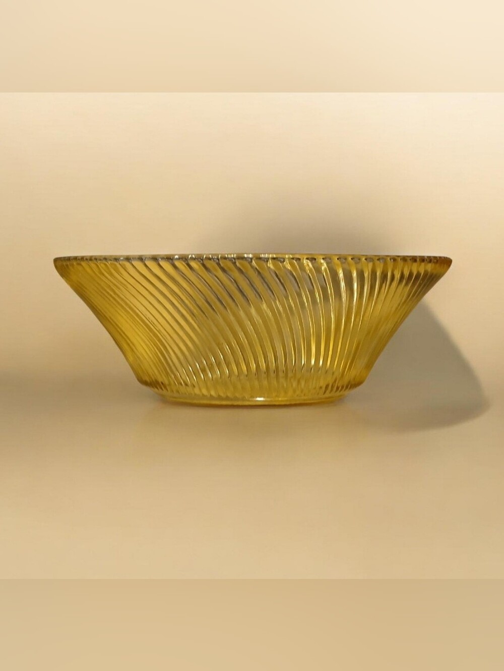 Amber Spiral Glass Serving Bowl